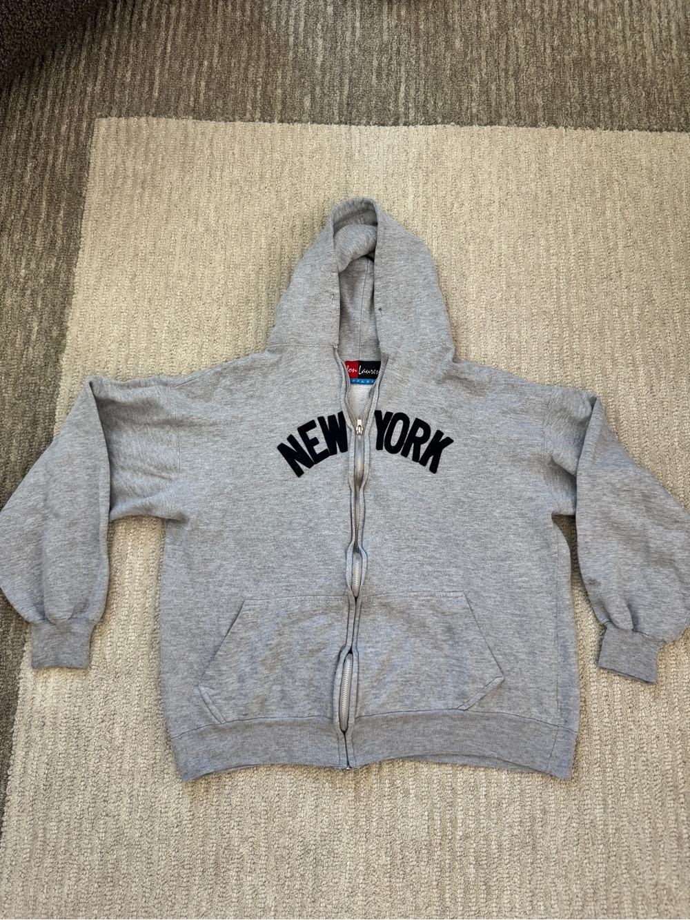 Men's Gray 'New York' Zip Hoodie Lightweight Shirt Jacket
